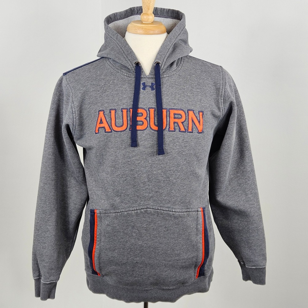 Under Armour Auburn Tigers Hoodie Mens Small Gray Excellent War Eagle ColdGear